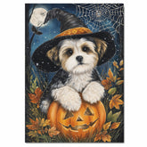 Malti Tzu Dog Canvas Wall Art for Halloween Indoor Decorations for Mom's Living Room Thanksgiving Décor on Ready to Hang 1.5" Thick Canvas Wrap, Floating Framed Canvas, Flat Rolled Canvas
